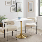 EEI-3211-GLD-WHI Lippa 28" Square Wood Dining Table by Modway
