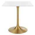 Modway EEI-3211-GLD-WHI Lippa 28" Square Wood Dining Table Gold White
