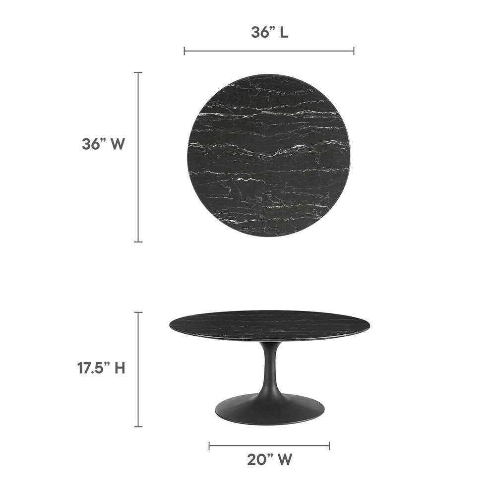 EEI-4884-BLK-BLK Lippa 36" Round Faux Marble Coffee Table by Modway