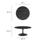 EEI-4884-BLK-BLK Lippa 36" Round Faux Marble Coffee Table by Modway