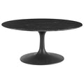 Modway EEI-4884-BLK-BLK Lippa 36" Round Faux Marble Coffee Table Black Black