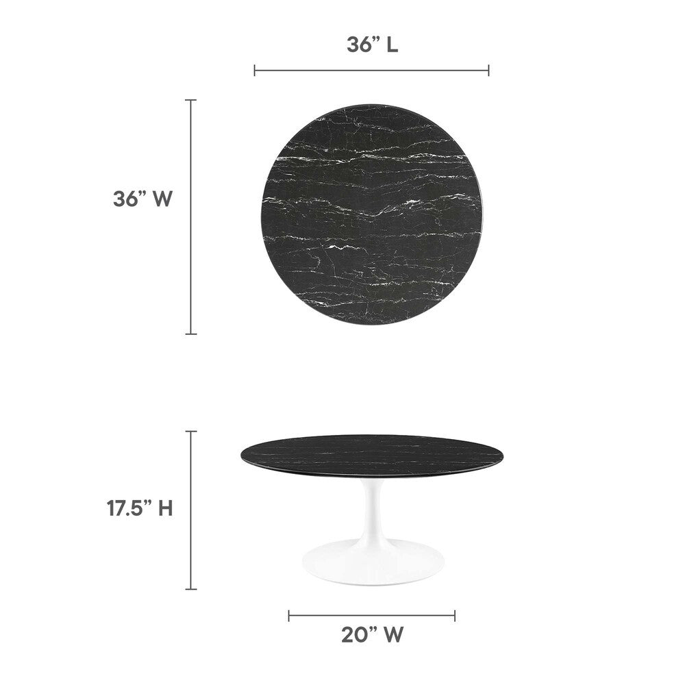 EEI-5191-WHI-BLK Lippa 36" Round Faux Marble Coffee Table by Modway