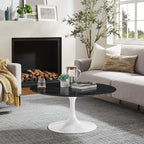 EEI-5191-WHI-BLK Lippa 36" Round Faux Marble Coffee Table by Modway