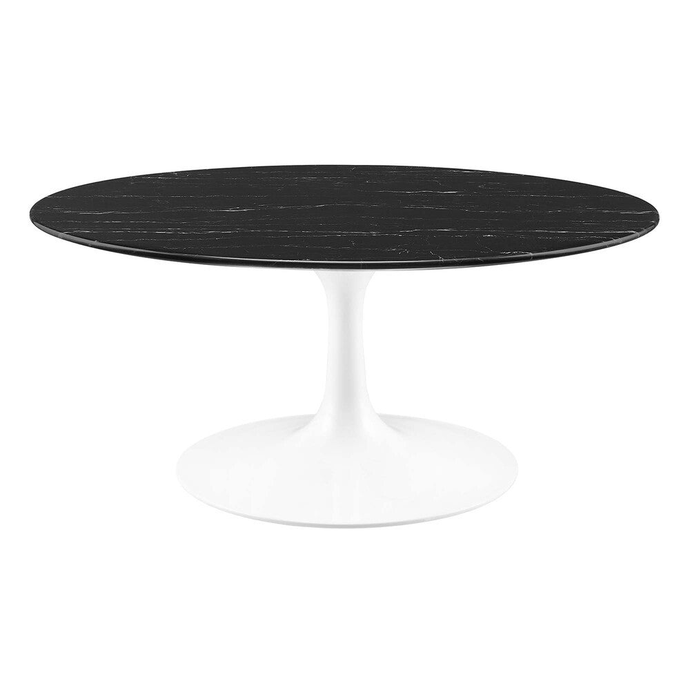 EEI-5191-WHI-BLK Lippa 36" Round Faux Marble Coffee Table by Modway