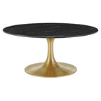 EEI-5521-GLD-BLK Lippa 36" Round Faux Marble Coffee Table by Modway