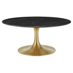 Modway EEI-5521-GLD-BLK Lippa 36" Round Faux Marble Coffee Table Gold Black