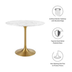EEI-3214-GLD-WHI Lippa 36" Round Faux Marble Dining Table by Modway