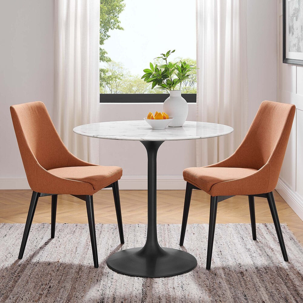 EEI-3516-BLK-WHI Lippa 36" Round Faux Marble Dining Table by Modway