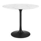 EEI-3516-BLK-WHI Lippa 36" Round Faux Marble Dining Table by Modway
