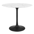 Modway EEI-3516-BLK-WHI Lippa 36" Round Faux Marble Dining Table Black White