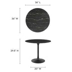 EEI-4868-BLK-BLK Lippa 36" Round Faux Marble Dining Table by Modway