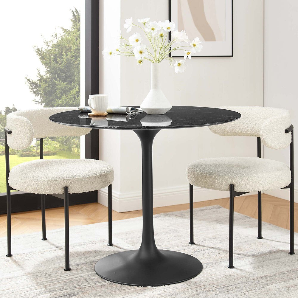 EEI-4868-BLK-BLK Lippa 36" Round Faux Marble Dining Table by Modway