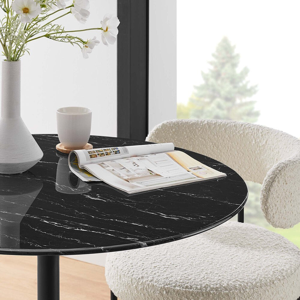 EEI-4868-BLK-BLK Lippa 36" Round Faux Marble Dining Table by Modway