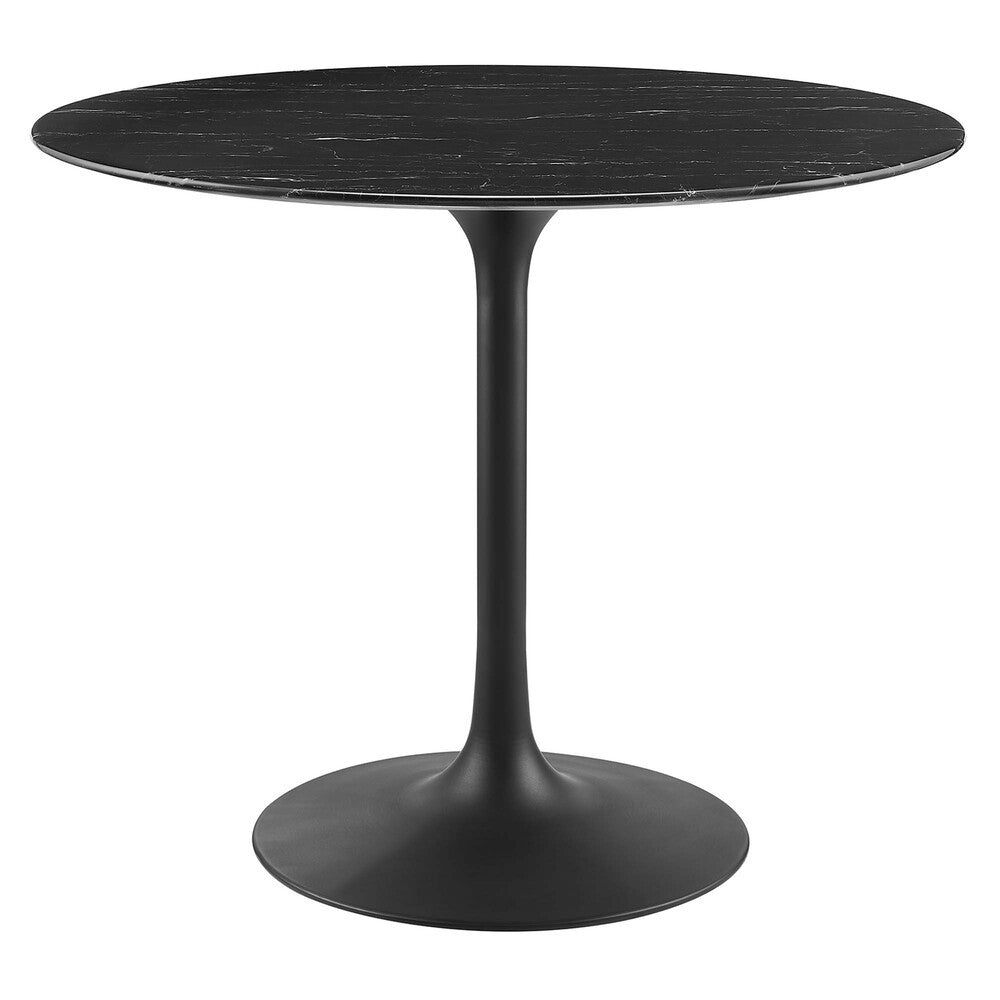 EEI-4868-BLK-BLK Lippa 36" Round Faux Marble Dining Table by Modway