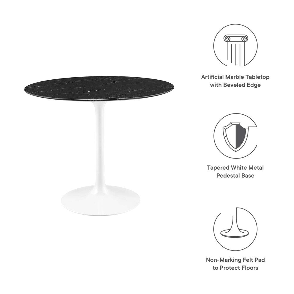 EEI-5168-WHI-BLK Lippa 36" Round Faux Marble Dining Table by Modway