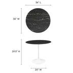 EEI-5168-WHI-BLK Lippa 36" Round Faux Marble Dining Table by Modway