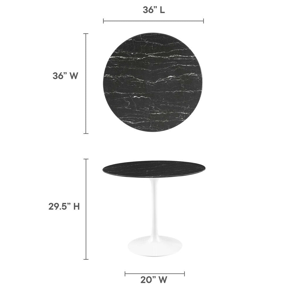 EEI-5168-WHI-BLK Lippa 36" Round Faux Marble Dining Table by Modway