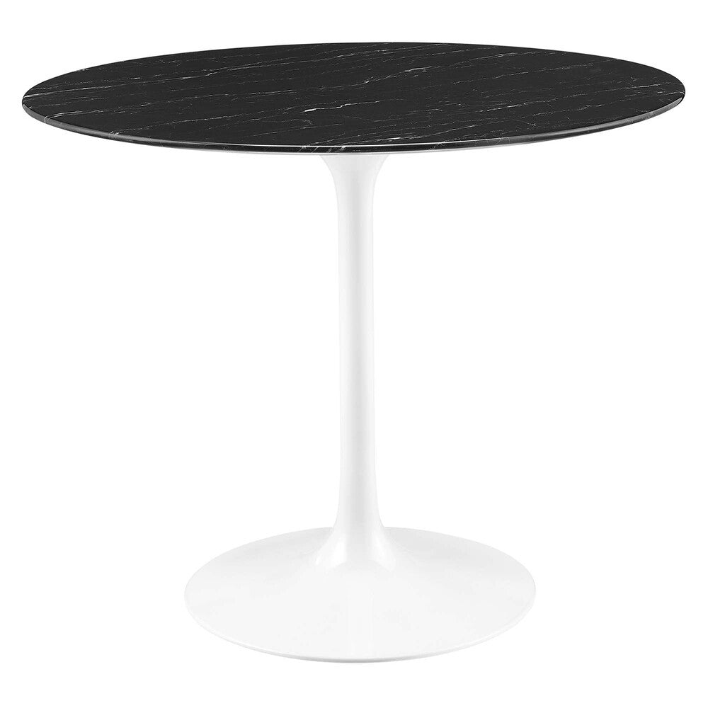 EEI-5168-WHI-BLK Lippa 36" Round Faux Marble Dining Table by Modway