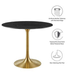 EEI-5225-GLD-BLK Lippa 36" Round Faux Marble Dining Table by Modway