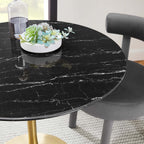 EEI-5225-GLD-BLK Lippa 36" Round Faux Marble Dining Table by Modway