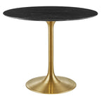 EEI-5225-GLD-BLK Lippa 36" Round Faux Marble Dining Table by Modway