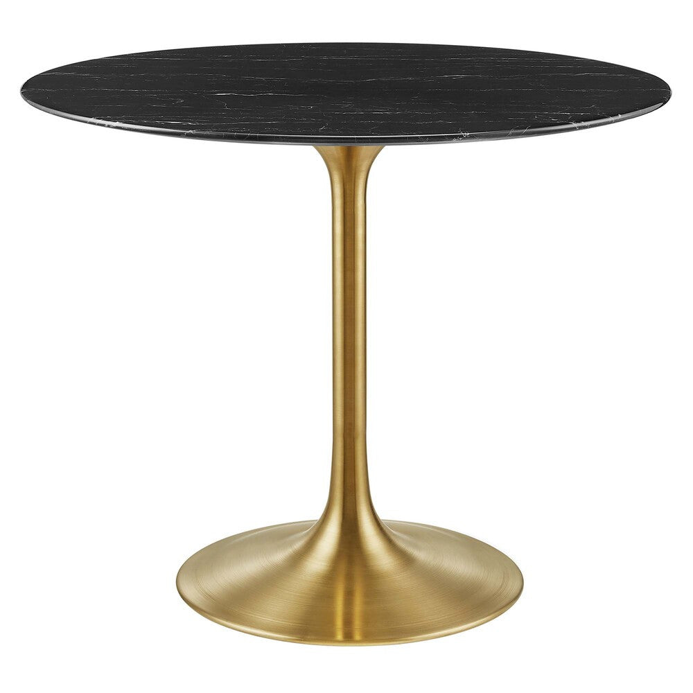 EEI-5225-GLD-BLK Lippa 36" Round Faux Marble Dining Table by Modway