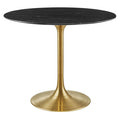 Modway EEI-5225-GLD-BLK Lippa 36" Round Faux Marble Dining Table Gold Black