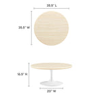 EEI-6749-WHI-TRA Lippa 36" Round Faux Travertine Coffee Table by Modway
