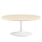 EEI-6749-WHI-TRA Lippa 36" Round Faux Travertine Coffee Table by Modway