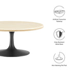 EEI-6751-BLK-TRA Lippa 36" Round Faux Travertine Coffee Table by Modway