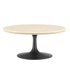 EEI-6751-BLK-TRA Lippa 36" Round Faux Travertine Coffee Table by Modway