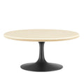 Modway EEI-6751-BLK-TRA Lippa 36" Round Faux Travertine Coffee Table Black Travertine