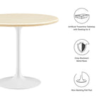 EEI-6748-WHI-TRA Lippa 36" Round Faux Travertine Dining Table by Modway