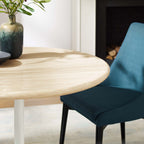 EEI-6748-WHI-TRA Lippa 36" Round Faux Travertine Dining Table by Modway