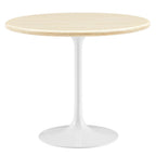 EEI-6748-WHI-TRA Lippa 36" Round Faux Travertine Dining Table by Modway