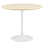 Modway EEI-6748-WHI-TRA Lippa 36" Round Faux Travertine Dining Table White Travertine