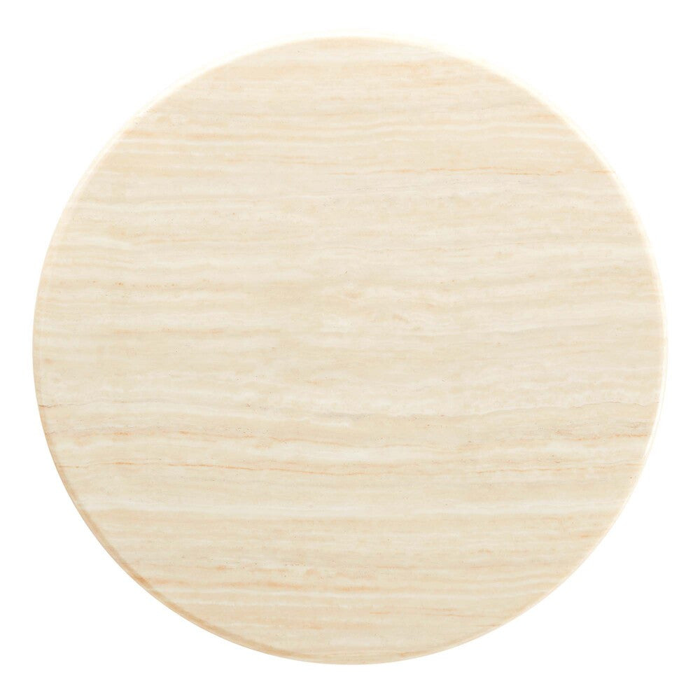 EEI-6750-BLK-TRA Lippa 36" Round Faux Travertine Dining Table by Modway