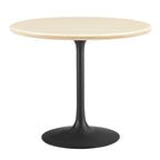 EEI-6750-BLK-TRA Lippa 36" Round Faux Travertine Dining Table by Modway