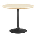Modway EEI-6750-BLK-TRA Lippa 36" Round Faux Travertine Dining Table Black Travertine