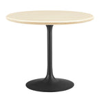 Modway EEI-6750-BLK-TRA Lippa 36" Round Faux Travertine Dining Table Black Travertine