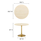 EEI-6752-GLD-TRA Lippa 36" Round Faux Travertine Dining Table by Modway