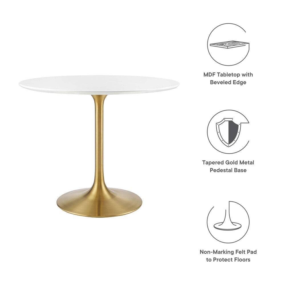 EEI-3209-GLD-WHI Lippa 36" Round Wood Dining Table by Modway