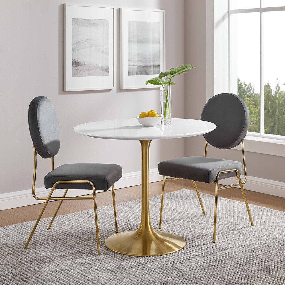 EEI-3209-GLD-WHI Lippa 36" Round Wood Dining Table by Modway