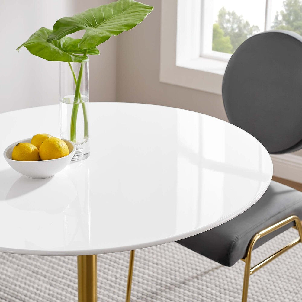EEI-3209-GLD-WHI Lippa 36" Round Wood Dining Table by Modway
