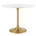 Modway EEI-3209-GLD-WHI Lippa 36" Round Wood Dining Table Gold White