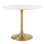 Modway EEI-3209-GLD-WHI Lippa 36" Round Wood Dining Table Gold White