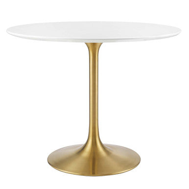 Modway EEI-3209-GLD-WHI Lippa 36" Round Wood Dining Table Gold White