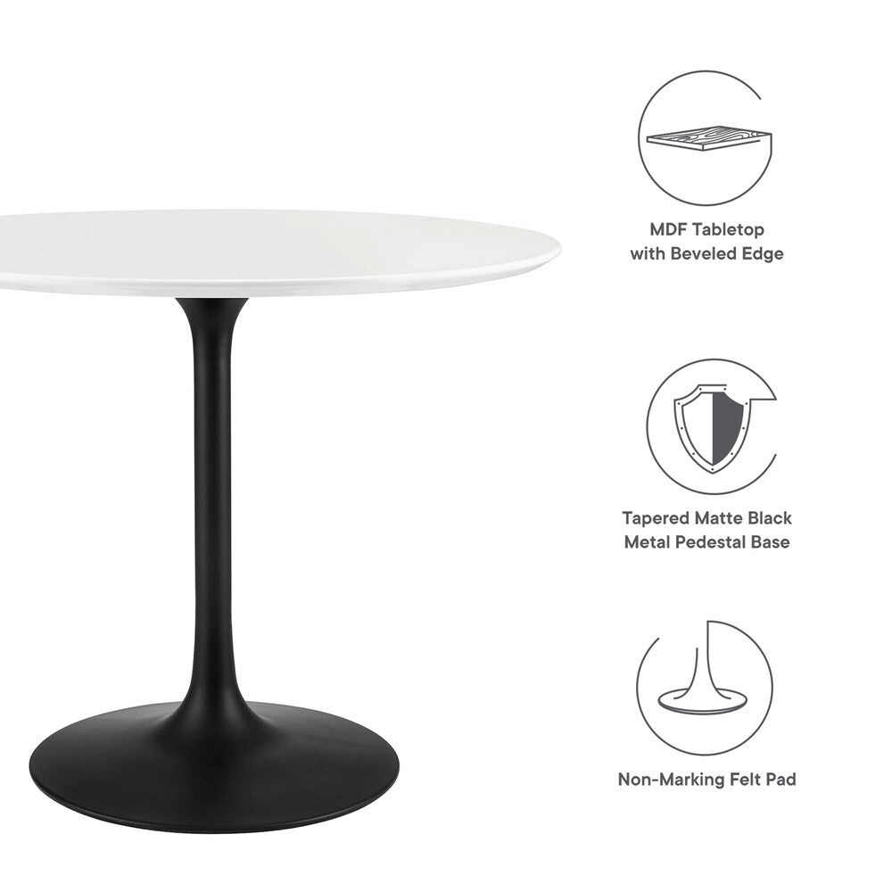 EEI-3511-BLK-WHI Lippa 36" Round Wood Dining Table by Modway