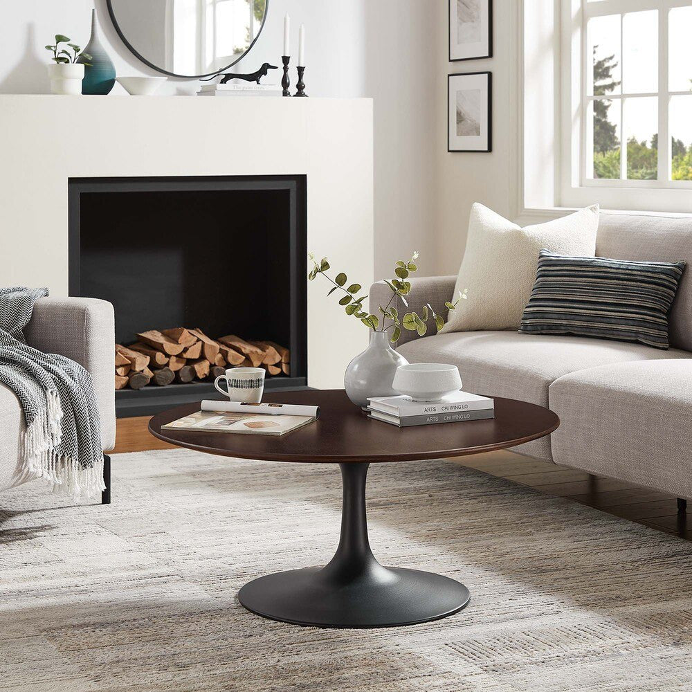 EEI-4882-BLK-CHE Lippa 36" Round Wood Coffee Table by Modway