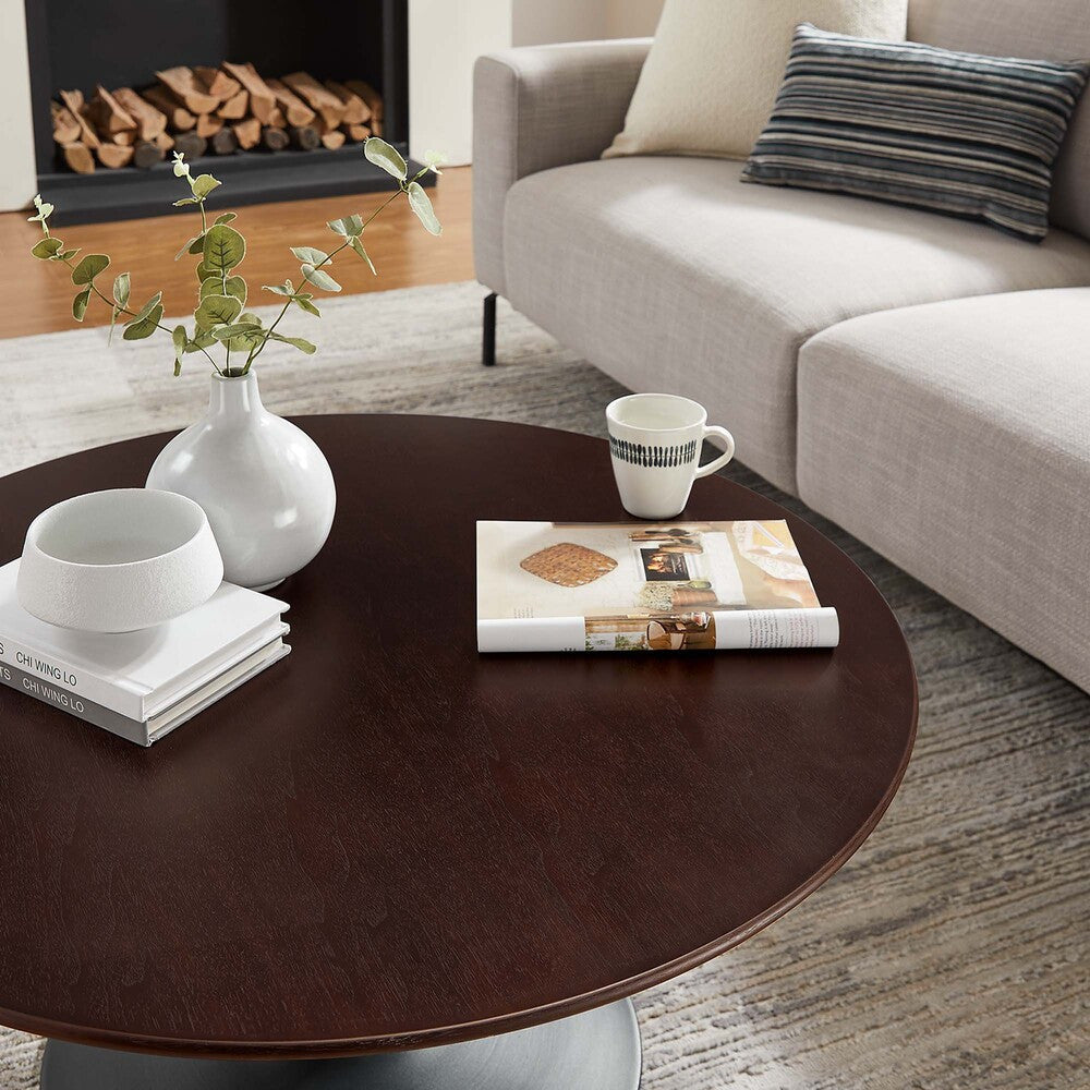 EEI-4882-BLK-CHE Lippa 36" Round Wood Coffee Table by Modway